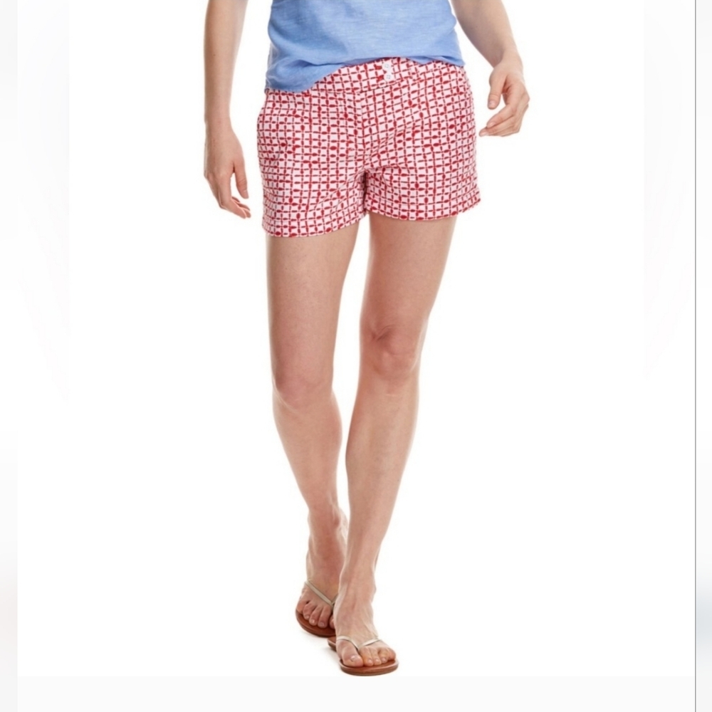 Vineyard Vines Blue Tie Dye Ikat Square Print Shorts Size 0 NWT